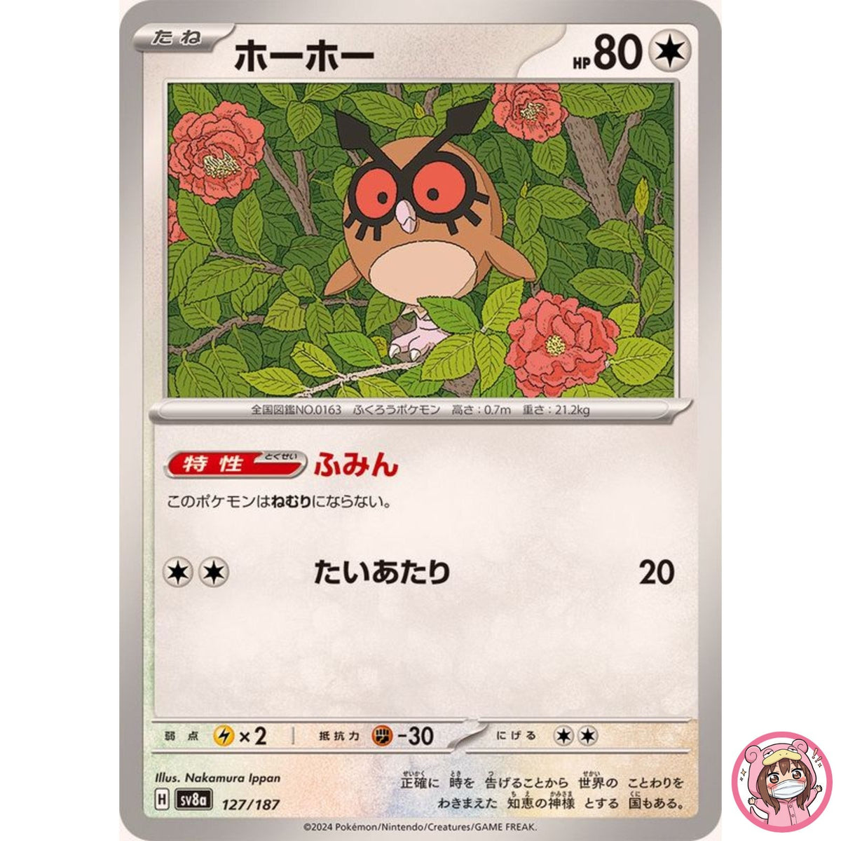 Hoothoot - 127/187 SV8a Terastal Fest ex - Pokemon Card Japanese
