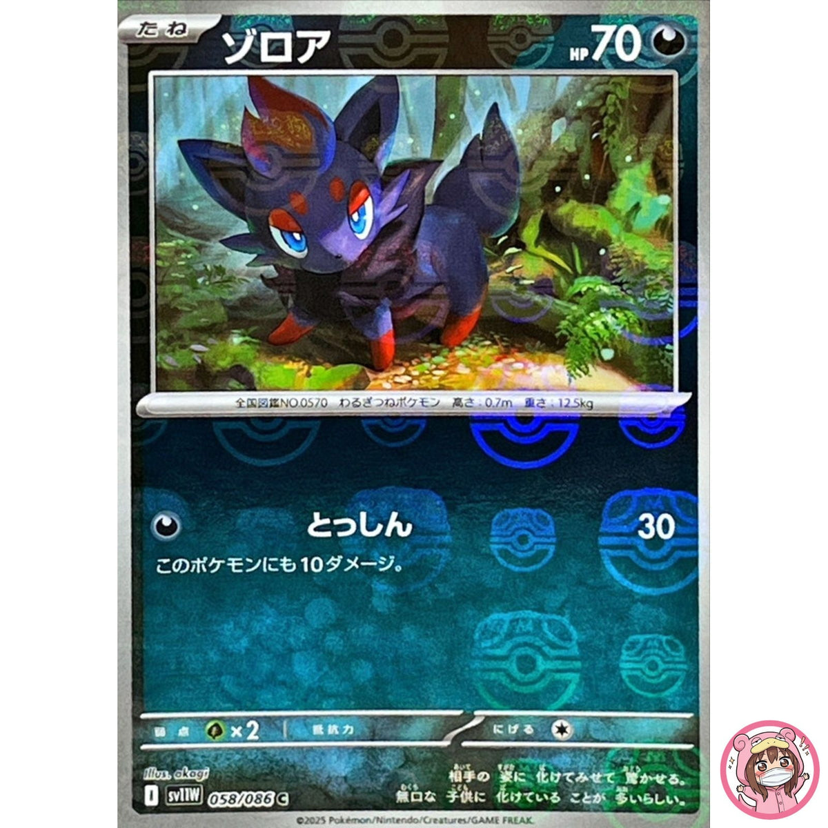 Zorua (Master Ball Reverse Holo) C 058/086 SV11W White Flare Pokemon Japanese